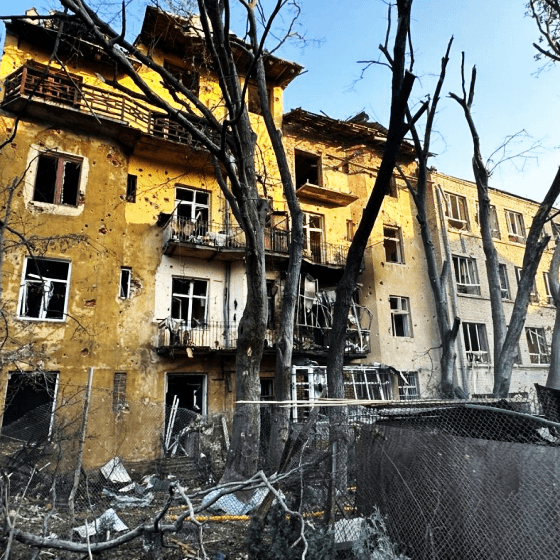 private homes destroyed by russian shelling visited on lviv war tour for education and memorialization
